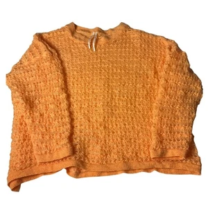 Anthropologie Sweater Knit Open Weave Orange Pullover Wool Blend Womens XL - Picture 1 of 5