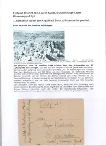 Dt. Correo de campaña 2. Segunda Guerra Mundial, carta 1944 de Mövenberg - Sylt a Wiesbaden (10012) - Imagen 1 de 1
