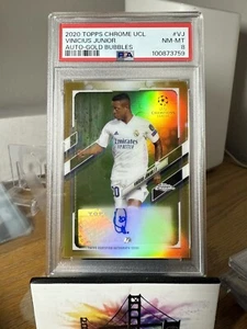 2020-21 Topps Chrome UEFA Vinicius Vini Jr. #CA-VJ AUTO Gold Bubbles SSP PSA 8 - Picture 1 of 2