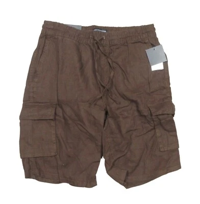 Pantalones Cortos Carga Saks FIfth Avenue Para Hombre Marrón Castaño Lino 10.5" $98 Foto 1 de 2