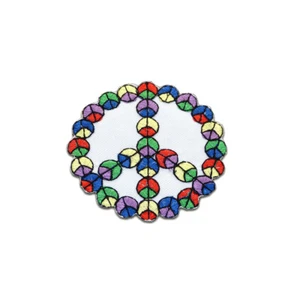 Aufnäher / Bügelbild - Peace Frieden Symbol – bunt – Ø6,6cm - Patches Aufbügeln - Bild 1 von 3