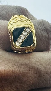 Black Onyx 18k Gold Plated Over Copper Men's Ring Size 11 Fashion Ring . - Picture 1 of 3