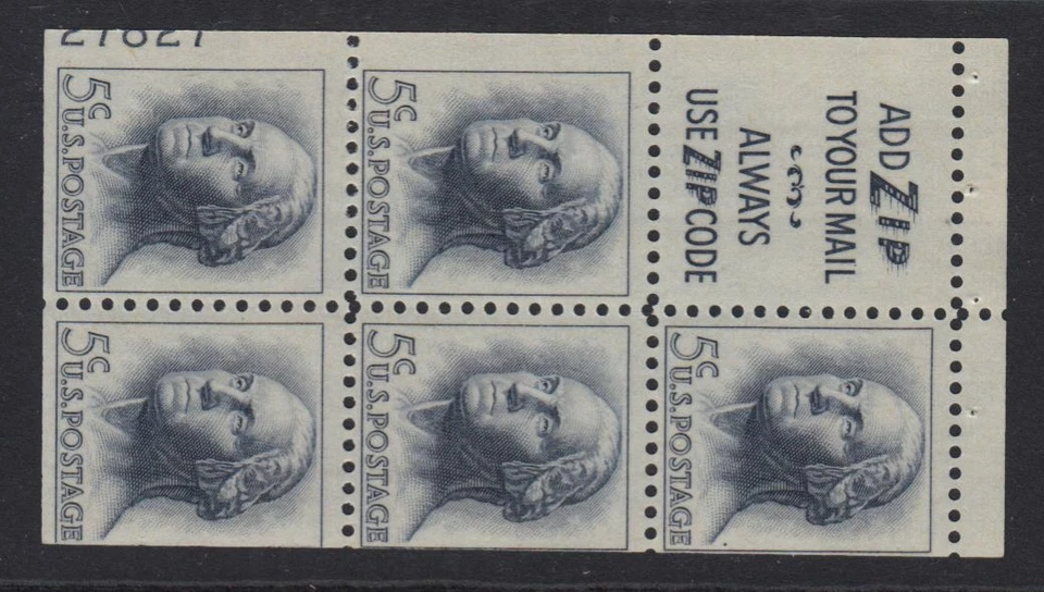 1963 Washington Sc 1213a tagged Slogan 3 MNH 50% plate number 27827 LL - Image 1 of 1