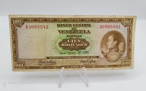Scarce Venezuela Banknote 100 bolivares 1971 Pick # 48h ~ Circulated - Picture 1 of 2