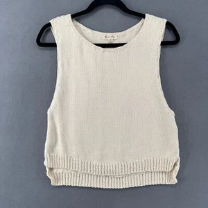 Raven Lily Organic Cotton Sleeveless Knit Top Small Cream Cottagecore Neutral - Picture 1 of 6