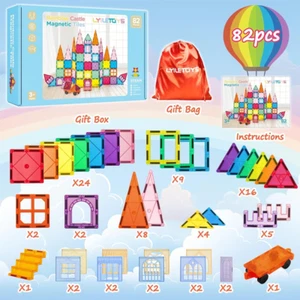 82 Piece Kids 3+ STEM Magnetic Building Block Set with Car Truck - Picture 1 of 6