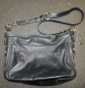 Coach Black Leather Purse, Silver-Tone Buckles, Hang Tag, F14707 - Picture 1 of 5