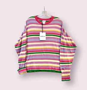 NEW Marella Womens Sweater Large Pastel Stripe Drop Shoulders Oversized Maglia - Picture 1 of 7