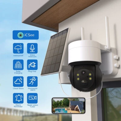 Camara De Seguridad Solar Inalambricas Para Exterior Con Vision Nocturna y Audio