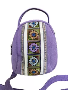 Womens crossbody bag Denim Purple Embroidered mini festival boho - Picture 1 of 13