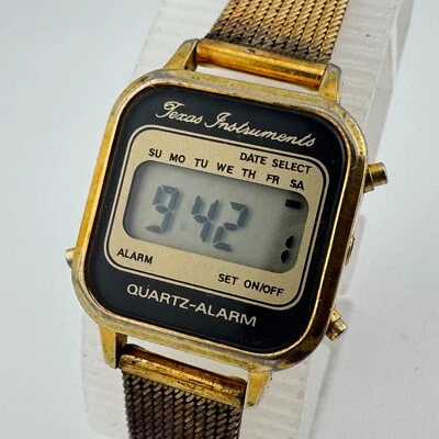 Reloj de cuarzo Texas Instrumenets de colección para mujer tono dorado LCD digital ~ falta un píxel Foto 1 de 4