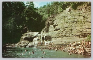 Watkins Glen New York, Schwimmbad, Lower Falls, Finger Lakes Vintage Postkarte - Bild 1 von 2