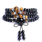 6mm cuff obsidian 108 Buddha bead bracelet pray Wrist Handmade energy yoga