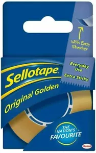 2 cintas transparentes doradas originales sellotape rasgar extra fácil 18 mm x 25 m. Genuino - Imagen 1 de 1