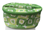 New CLINIQUE Green and White Cosmetic Travel Make Up Bag Train Case Top Handle
