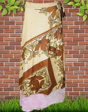 Boho Gypsy Wrap Skirt Handmade Recycle Silk Wrap around Beach Gift Maxi Skirts