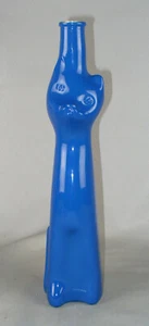 2021 HAPPY CAT FIGURAL RIESLING WINE BOTTLE BLUE KITTY KITTEN VASE EMPTY 13" - Picture 1 of 7