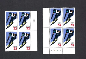 US Stamp Plate Block of 4 Scott#3180 1998 32c Alpine Skiing P#B111111 + USPS CC - Picture 1 of 2
