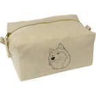 'Husky Dog Head' Canvas Wash Bag / Makeup Case (CS00019973)