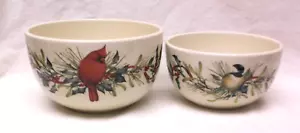 Pair Lenox Winter Greetings Nesting Bowls Catherine McClung - Picture 1 of 4