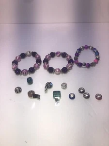 Three Hand Crafted Bracelets With Ten Charms - Picture 1 of 13
