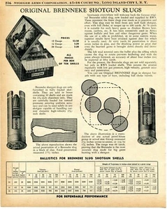 1957 Druckanzeige von RWS Brenneke Auerhahn Schnecke Schrotflinte Muscheln Ballistikkarte - Bild 1 von 2