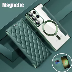 For Samsung S25 S24 Ultra S23 S22 MagSafe Shockroof Case Card Wallet Flip Cover - Picture 1 of 23