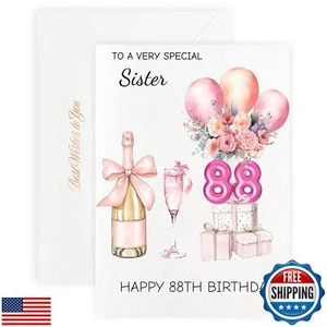 MAGJUCHE 88th Birthday Cards for Sister, Pink Happy Birthday Cards, with Enve - Picture 1 of 5