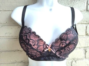 Daisy Fuentes Womens Long Line Bra Push Up Black Floral Underwire Lace 38C - Picture 1 of 5