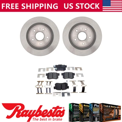 Kit de rotores de freno traseros + pastillas de cerámica y herrajes para Suzuki Kizashi 2010-2013 Foto 1 de 4