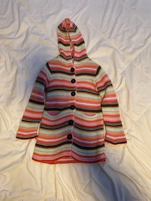 Cárdigan suéter vintage otoño 2005 Baby Gap niño pequeño 2T multicolor rayas con capucha Foto 1 de 4