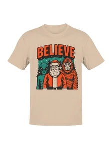 Believe: Santa, Alien, Bigfoot Men's T-shirt - Picture 1 of 9