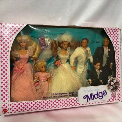 Juego de regalo de fiesta de boda Mattel Midge vintage Barbie 6 muñecas 9852-1990 caja abierta Foto 1 de 4