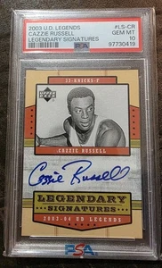 2003 U.D. LEGENDS CAZZIE RUSSELL LEGENDARY SIGNATURES AUTO PSA 10 POP 4 - Picture 1 of 2