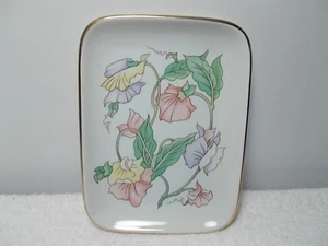 Vintage Ben Rickert Flowers Gold Trim Porcelain Tray Trinket Soap Dish - Picture 1 of 4