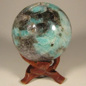 2.3" AMAZONITA con MICA, CUARZO AHUMADO esfera de cristal con soporte - Madagascar - 59 mm - Imagen 1 de 14