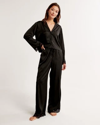Abercrombie & Fitch - Size XXS - Lace and Satin Sleepwear Set (Shirt + Pants) - Image 1 of 4