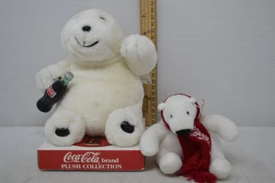 VINTAGE 1997 Always Coca-Cola COKE POLAR BEAR 6" Plush Stuffed Animal + Sm Bear - Image 1 of 4