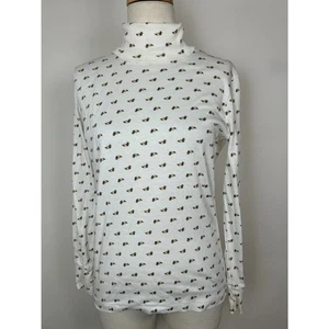 Vintage Shirt Womens M Cream Ducks AOP Long Sleeves Turtleneck Pullover - Picture 1 of 7
