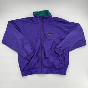 Vintage Lands End Jacket Mens Large Purple Green The Squall Nylon Fleece USA 90s - Picture 1 of 8
