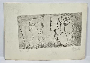 1956 signierte Drypoint Radierung von Brenner Mr Lewis Serie 1 Nr 1 4x6 Original Kunst - Bild 1 von 7