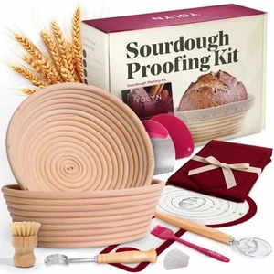 YOLYN - Banneton Bread Proofing Basket Set - Complete Sourdough Starter kit w... - Picture 1 of 6
