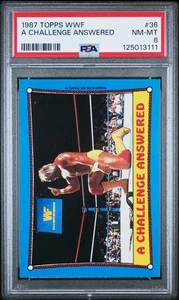 1987 TOPPS WWF HULK HOGAN A CHALLENGE ANSWERED #36 WRESTLING CARD PSA 8 NM-MT - Picture 1 of 4