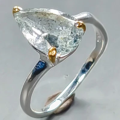 Jewellery Natural Aquamarine Ring 925 Sterling Silver Size 7.5 /R441692 - Image 1 of 4