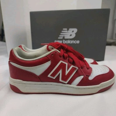 New Balance 480 Juvenil Talla 4.5 Rojo Blanco GSB480HR Niños Grandes Niños con Caja Original Foto 1 de 4