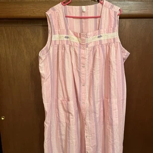 Camicia da notte donna rosa K 2x leggera in caftano nonna ricamata - Foto 1 di 6