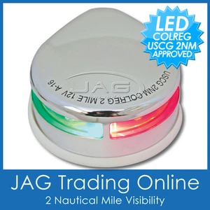 12V STAINLESS STEEL LED BI-COLOUR BOW LIGHT -BOAT PORT/STARBOARD NAVIGATION LAMP - Picture 1 of 3