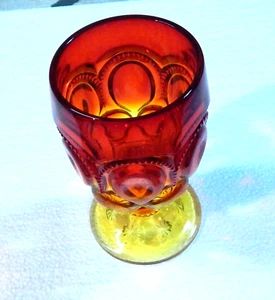Vintage L.E. Smith or L.G. Wright Amberina Red/Yellow Moon and Stars 6" Goblet - Picture 1 of 7