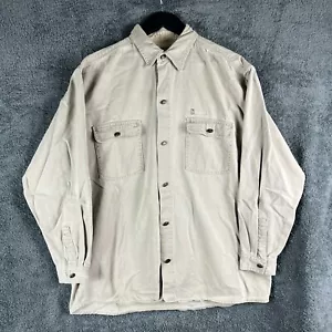 Vintage Billabong Long Sleeve Shirt Beige Mens Medium Heavy Cotton 90s Surfwear - Picture 1 of 11