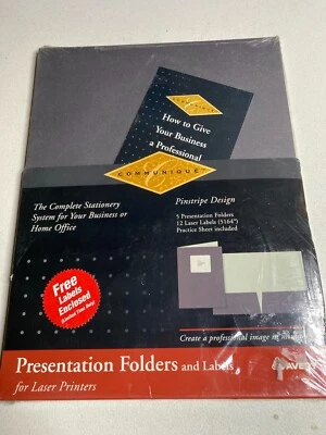 Avery 26485 ONE Package of 5 Presentation Folders and 12 Labels NEW OLD STOCK - Image 1 of 4